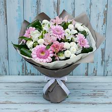 Букет цветов из:  Герберы, Альстромерии и Хризантемы #REPLACE_PRED# Крапивинском