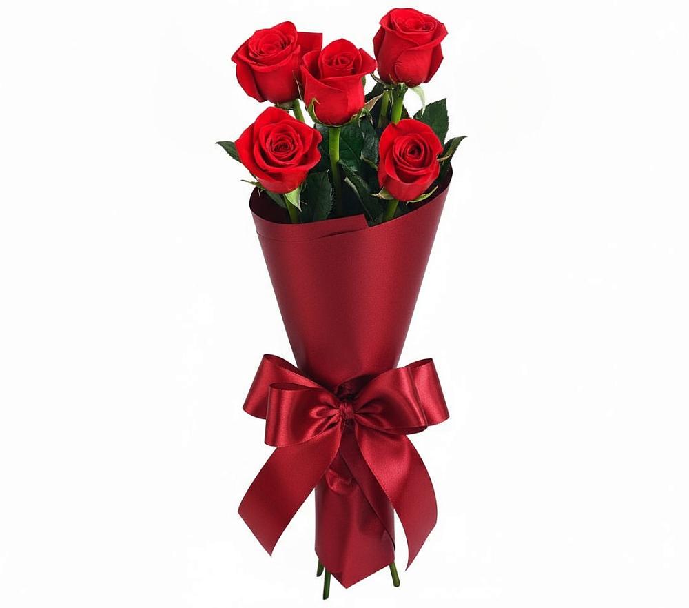 Букет 5 Красных роз Эдлесс Лав в Крапивинском