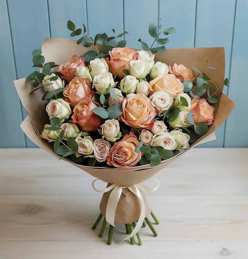 Букет цветов из: Альстромерии и Розы в Крапивинском