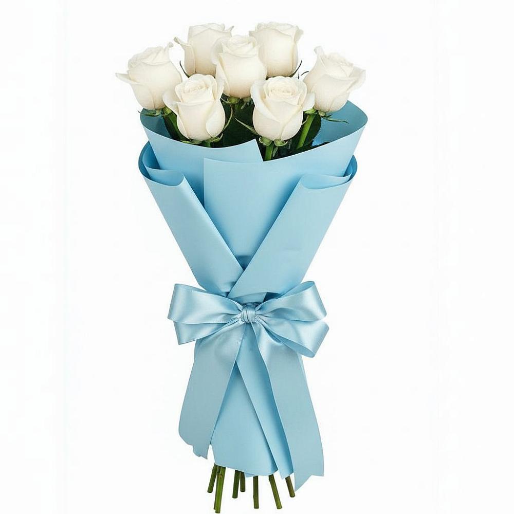 Букет 7 белых роз Проуд в Крапивинском