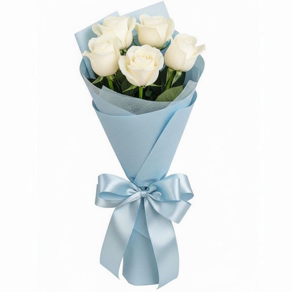 Букет 5 Белых роз Проуд в Крапивинском