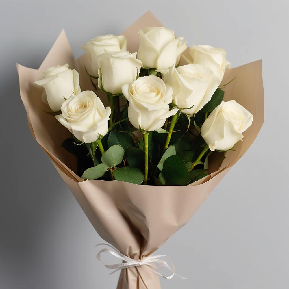 Букет 9 Белых роз Эдлесс Лав в Крапивинском