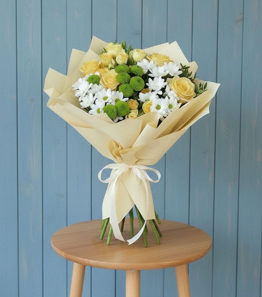 Букет цветов из: Хризантемы и Розы в Крапивинском