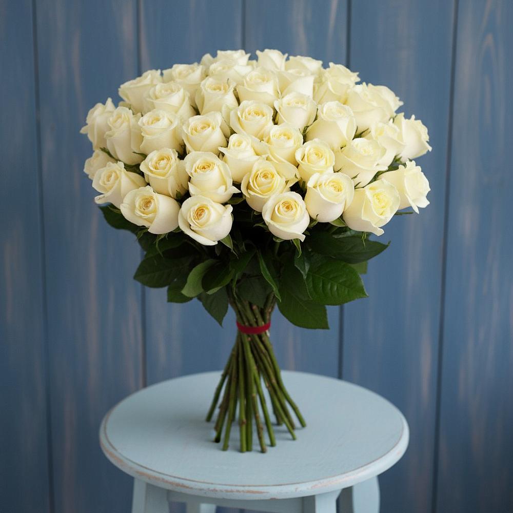 Букет 51 Белая роза Эдлесс Лав в Крапивинском