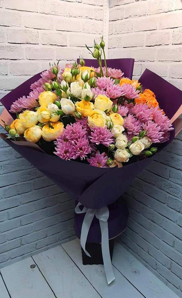 Букет цветов из: Хризантемы и Розы в Крапивинском