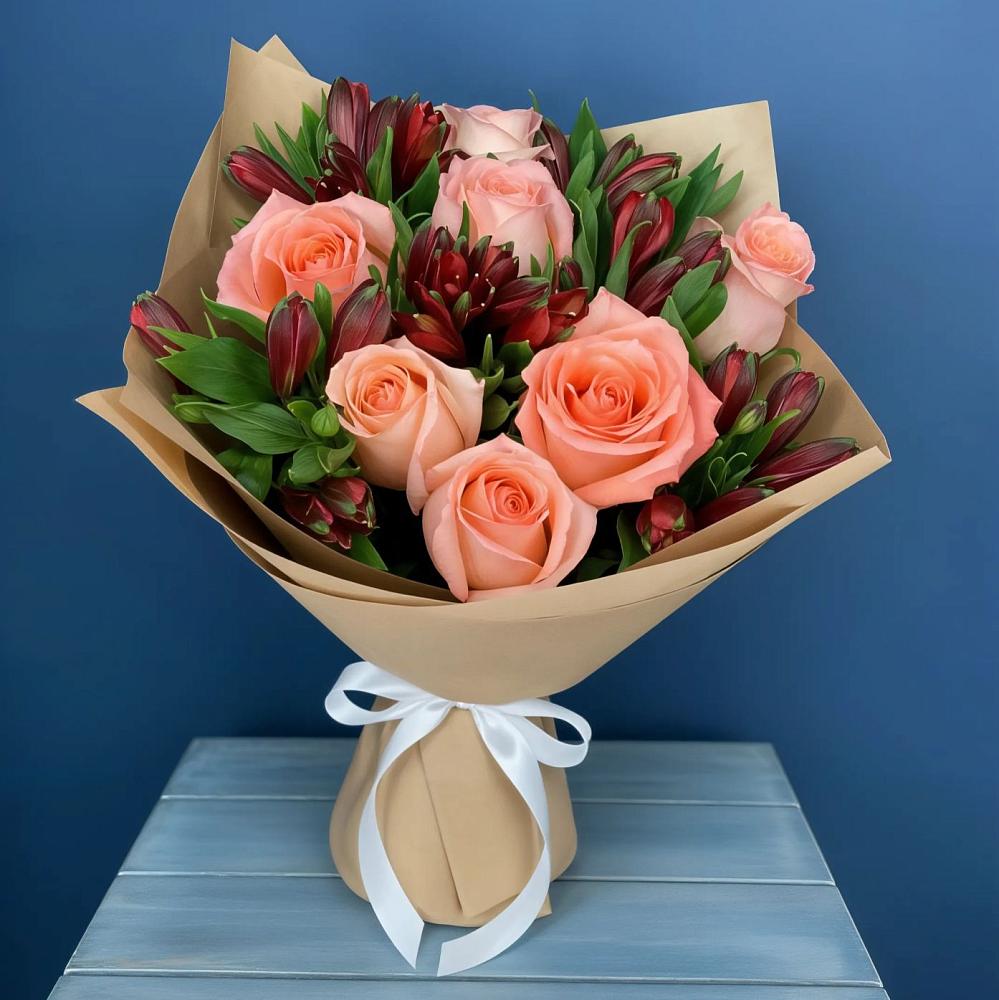 Букет цветов из: Розы и Альстромерии в Крапивинском