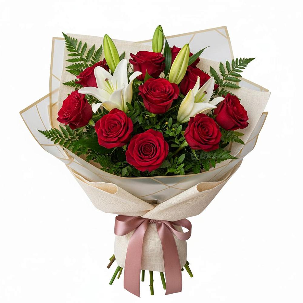 Букет цветов из: Лилии и Розы в Крапивинском