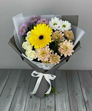 Букет цветов из:  Розы, Герберы и Хризантемы в Крапивинском