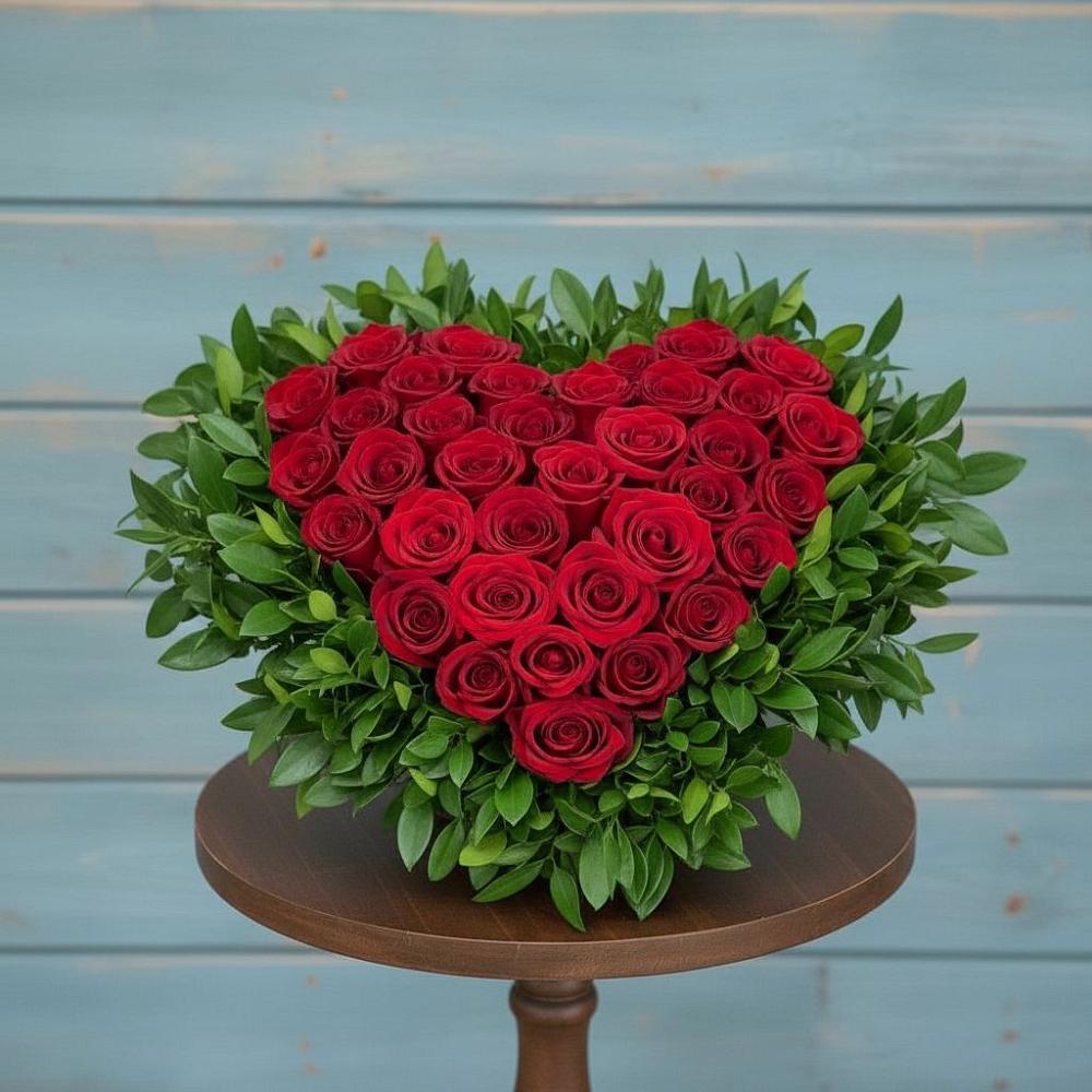 Цветочная композиция из Розы в виде сердца в Крапивинском