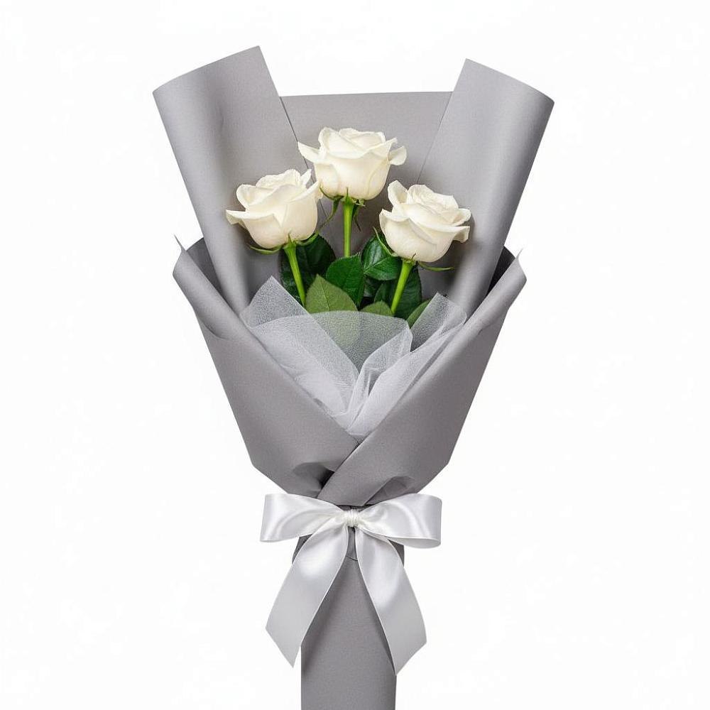 Букет 3 белые розы в Крапивинском