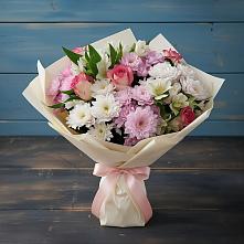 Букет цветов из:  Хризантемы, Альстромерии и Розы в Крапивинском