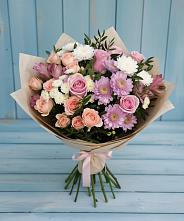 Букет цветов из:  Хризантемы, Розы и Альстромерии #REPLACE_PRED# Крапивинском