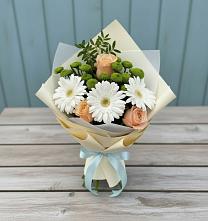 Букет цветов из:  Герберы, Розы и Хризантемы в Крапивинском