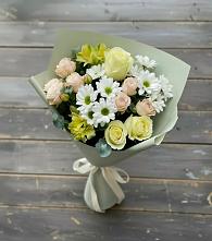 Букет цветов из:  Альстромерии, Розы и Хризантемы в Крапивинском