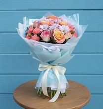 Букет цветов из:  Хризантемы и Розы в Крапивинском