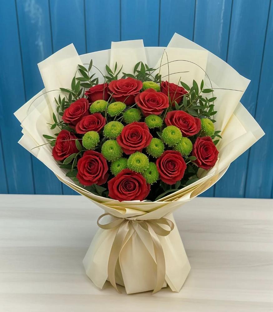 Букет цветов из: Розы и Хризантемы в Крапивинском